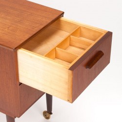 Teak vintage design cabinet on wheels with drawers