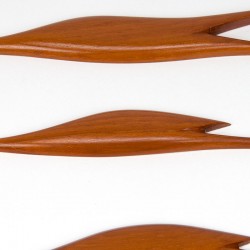 Teak set of 3 vintage wall birds