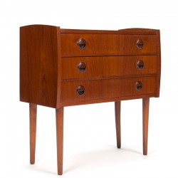 Teak Deens vintage ladekastje met 3 lades