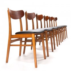 Mid-Century set Deense vintage eettafel stoelen in teak en eiken