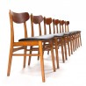 Mid-Century set of Danish vintage dining table chairs in teak