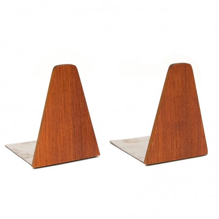 Set Deense Mid-Century boekensteunen in teak