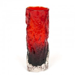 Vintage Whitefriars Bark vaasje in rood glas