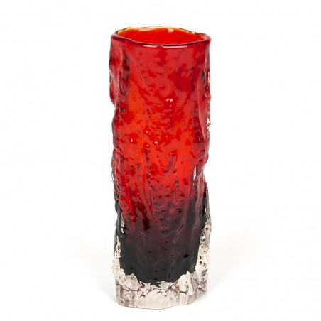 Vintage Whitefriars Bark vaasje in rood glas