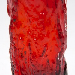 Vintage Whitefriars Bark vase in ruby red glass