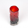 Vintage Whitefriars Bark vase in ruby red glass