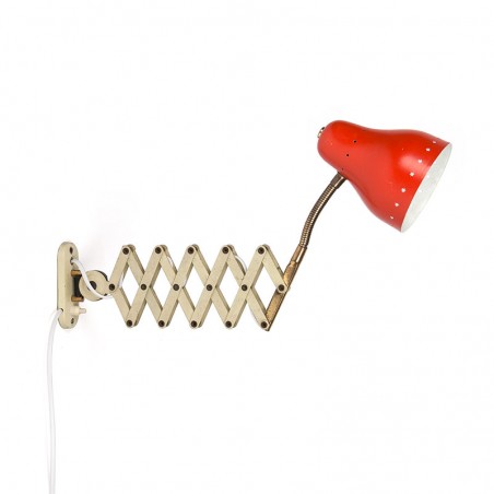 Hala Zeist vintage scissor lamp with red perforated cap