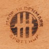 Spøttrup Deense vintage hocker of poef in teak en kunstleer