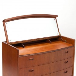 Teak Danish Modern Vintage Chest of Drawers with Mirror