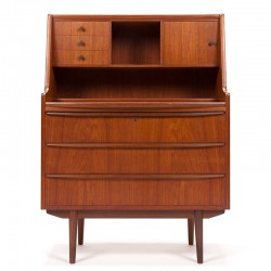 Secretaire meubel vintage Deens Mid-Century in teak