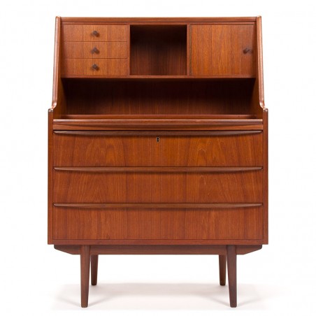 Secretaire meubel vintage Deens Mid-Century in teak