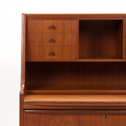 Secretaire meubel vintage Deens Mid-Century in teak