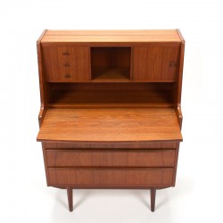 Secretaire meubel vintage Deens Mid-Century in teak