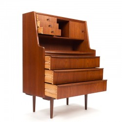 Secretaire meubel vintage Deens Mid-Century in teak