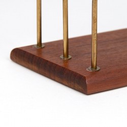 Letter holder with brass brackets, vintage model in teak