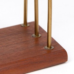 Letter holder with brass brackets, vintage model in teak