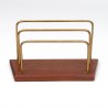 Letter holder with brass brackets, vintage model in teak