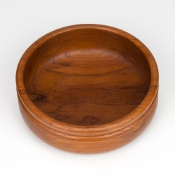 Serveerschaal in teak vintage rond model