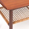 Danish vintage design side table in teak with wicker detail