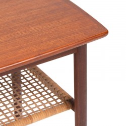 Danish vintage design side table in teak with wicker detail