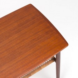 Danish vintage design side table in teak with wicker detail