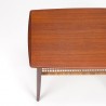 Danish vintage design side table in teak with wicker detail