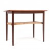 Danish vintage design side table in teak with wicker detail