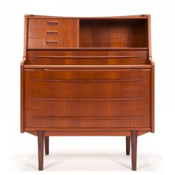 Deens vintage secretaire meubel in teak met lange greep