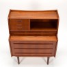 Deens vintage secretaire meubel in teak met lange greep