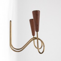 Danish vintage wall sconce with teak and brass details