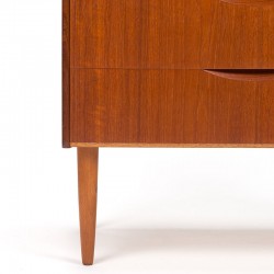 Deens teak Mid-Century vintage ladekastje met bijzondere greep