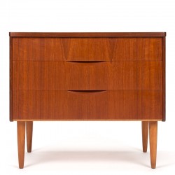 Deens teak Mid-Century vintage ladekastje met bijzondere greep