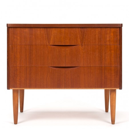 Deens teak Mid-Century vintage ladekastje met bijzondere greep