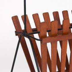 Teak/ metaal Deens vintage magazine rek jaren vijftig