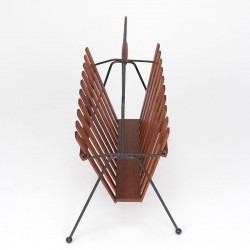 Teak/metal Danish vintage magazine rack 1950s