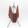 Teak/metal Danish vintage magazine rack 1950s