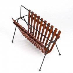 Teak/metal Danish vintage magazine rack 1950s