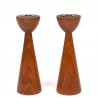 Danish set of 2 vintage teak candlesticks