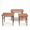 Mid-Century Deense vintage design nesttafels in teak en riet