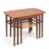 Mid-Century Deense vintage design nesttafels in teak en riet