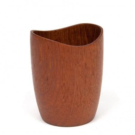 Small vintage teak bowl/ holder with organic design