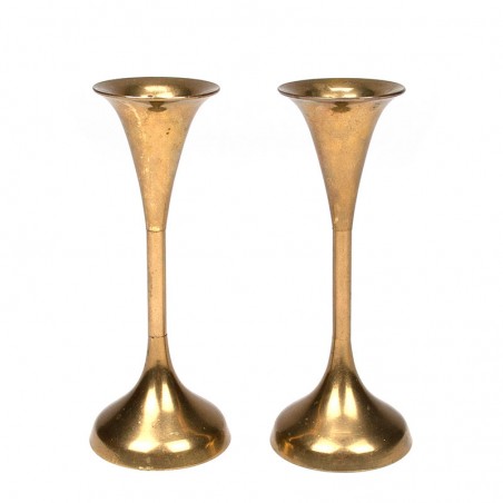 Set of Mid-Century vintage candlesticks in brass