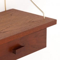 Teak Danish vintage small shelf with drawer