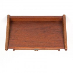 Danish vintage wall shelf with drawer in oak and teak