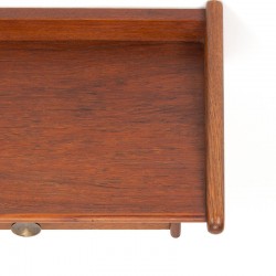 Danish vintage wall shelf with drawer in oak and teak