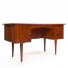 Teak vintage Danish desk with drawers and cabinet