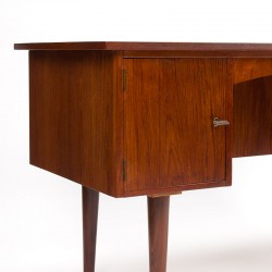 Teak vintage Danish desk with drawers and cabinet