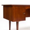 Teakhouten vintage Deens bureau met lades en kastje