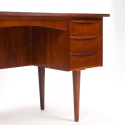 Teakhouten vintage Deens bureau met lades en kastje