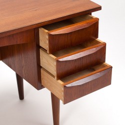 Teak vintage Danish desk with drawers and cabinet